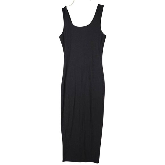 PrettyLittleThing Dress Womens US 0 Black Ribbed Button Front Bodycon Midi Tank - Picture 3 of 11